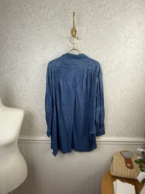We The Free Oversized Blue 100% Cotton Love This Henley Top - Size - Small thumbnail 6