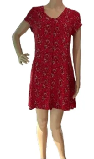 Band of Gypsies Red Floral Mini Dress Sz M thumbnail 1