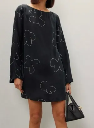 Madewell Shift Mini Dress in Floral black Medium thumbnail 1