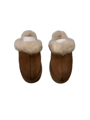 Women's UGG Brand Disquette Platform Slippers Shoes Size 9 Chestnut 1122550 New thumbnail 2