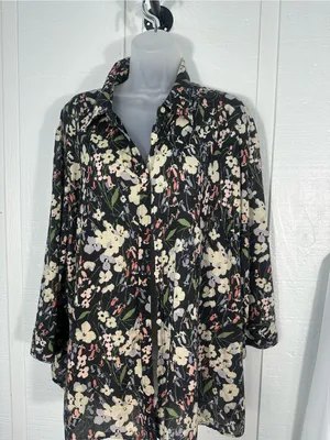 Ralph Lauren Black Floral Button Down Top Size 3X EUC thumbnail 3