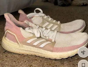 adidas Women's Ultra Boost Sneakers in Pink and White thumbnail 1