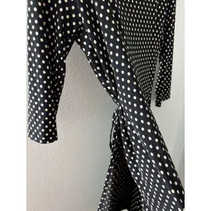 BCBGMAXAZRIA Polka Dot Wrap Dress Black White‎ 3/4 Sleeve Ruffle Hem Large thumbnail 9
