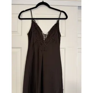 Zara Collection Y2K Lace Tank Dress‎ Satin Brown Fairy Festival Asymmetrical thumbnail 5
