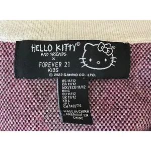 Hello Kitty Argyle Knit Cardigan Sweater Pink Burgundy Preppy Coquette Mall Y2K thumbnail 7