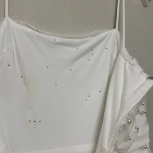 NEW Lulus Toast to Romance White Ruched Pearl Bodycon Midi Dress Sz LARGE thumbnail 14