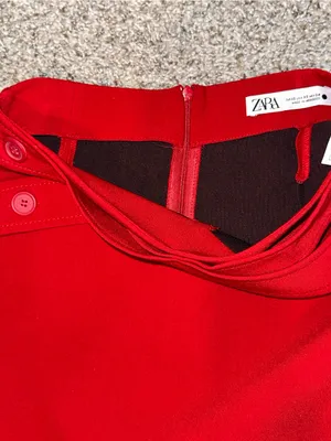 Zara Crisscross Button Mini Skort - Red thumbnail 9