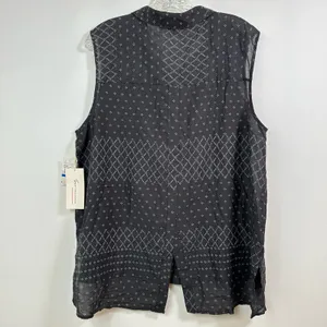 Two by Vince Camuto Sleeveless Button Down Shirt XL Black Geometric High-Low NEW thumbnail 2