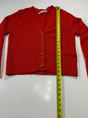 LOFT Orange Button-Front V-Neck Cardigan Size XS thumbnail 3