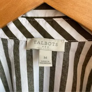 Talbots 100% Cotton Tunic Length Poplin Striped Collared Button Down Shirt M thumbnail 5
