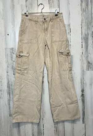 Miami Vice Cargo Pants Size small Beige Wide Leg Loose Fit Tan thumbnail 1