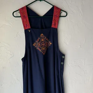 Source Unknown Boho Maxi Dress Vintage Artsy Large Embroidered Floral‎ Sleeveless Ethnic Beaded thumbnail 2