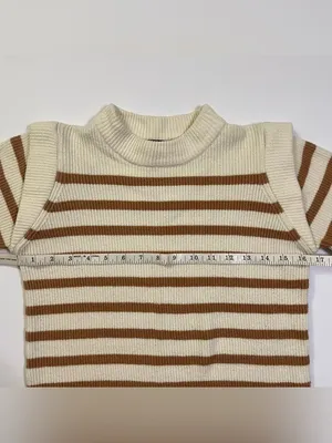 PrettyGarden Cream Sweater Tan Stripes size S thumbnail 7