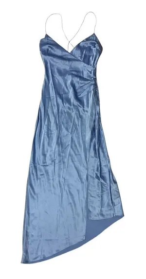 SER.O.YA NWT Emma Silk Dress Size Small Blue Slip Midi Revolve Side Slit Satin thumbnail 1