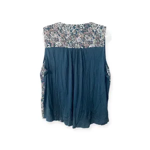 Loft Floral Print‎ Split V Neck Sleeveless Blouse, XL thumbnail 3