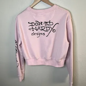Ed Hardy Womens y2k Pink Panther Graphic Cropped Sweatshirt Medium thumbnail 11