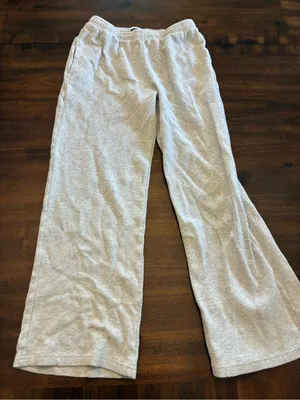 Brandy Melville Anastasia Waffle Sweatpants Wide Leg Gray One Size thumbnail 1