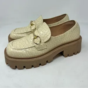 Urban Outfitters Boca Croc Lug Platform Loafers Cream Womens 9 Gold Bit Y2K thumbnail 3