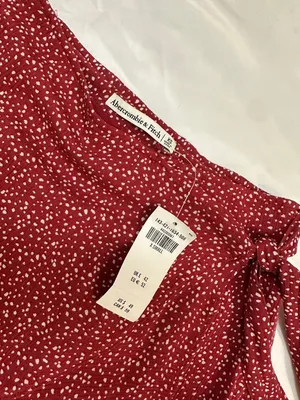 NWT Abercrombie & Fitch Ruffle Wrap Mini Skirt – Red Floral – XS thumbnail 8