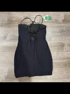 NWT Halara Black Lace Up Mini Dress with Easy Peezy Shorts thumbnail 2