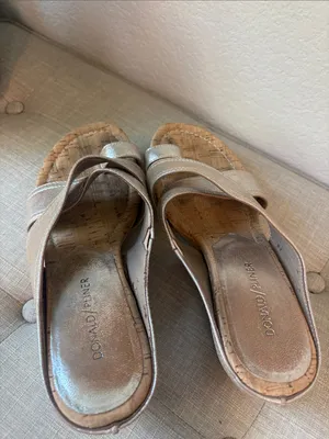 Donald J. Pliner Metallic Rose Gold Cork Wedge Slide Sandals 8.5 thumbnail 2