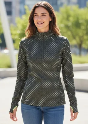 Nike Dri-FIT 1/4 Zip‎ Pullover Small Black Polka Dot Running Training Top thumbnail 1