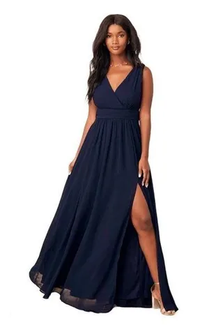 Lulus Thoughts of Hue Surplice Sleeveless Navy Blue Maxi Dress Bridesmaid Formal thumbnail 1