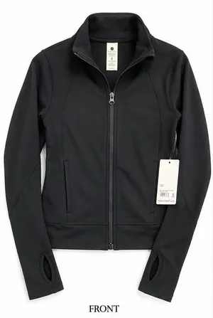 Yogalicious Black Women's Utility Full-Zip Jacket with Thumbholes thumbnail 1