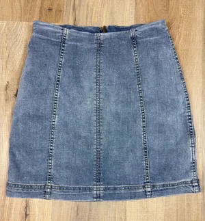 Free People Modern Femme Denim Mini Skirt Medium Wash Blue Size 6 OB502854 thumbnail 1