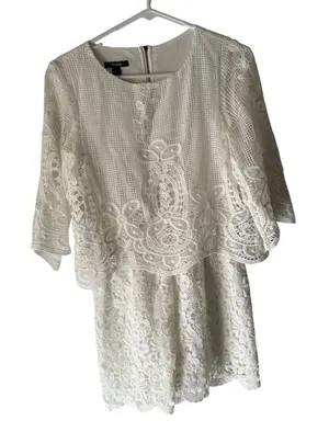 Muse‎ White Lace Overlay Romper Size 2 Kentucky Derby Boho Cottagecore thumbnail 1