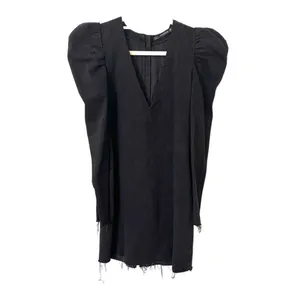 ZARA Denim Puff Shoulder‎ Mini Dress Sz XS thumbnail 2