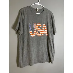 Boutique Red White Blue USA Scoop Neck Short Sleeve T-shirt Size XL thumbnail 2