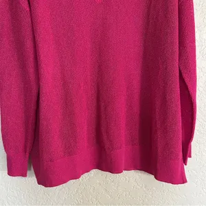 Chico's Black Label V-Neck Metallic Sweater Pink XL Women Shimmer Knit‎ Pullover thumbnail 7