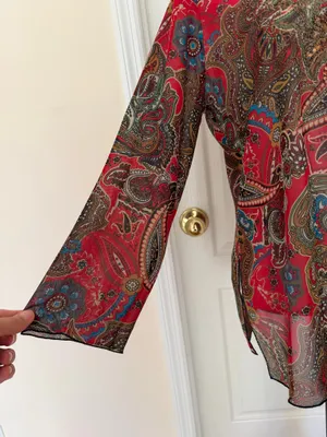 New Chico's Women’s Silk Paisley V-Neck Blouse thumbnail 4