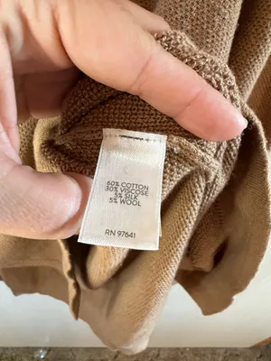J.Jill Camel Tan Tunic Sweater Large Cotton Silk Wool Blend Side Slit thumbnail 8