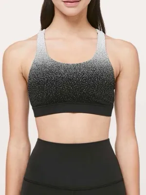 Women’s Lululemon Energy Bra in ombré speckle stop jacquard in black and white thumbnail 1