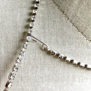 Black and clear teardrop rhinestone necklace Silver thumbnail 5