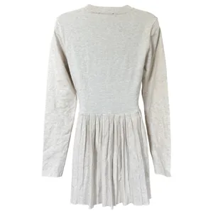 Lulus Beyond Sweet Heathered Beige Pearl Pleated Mini‎ Sweater Dress Sz M thumbnail 3