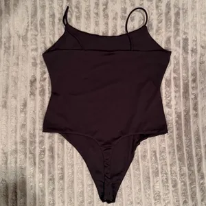 By‎ Anthropologie Womens Black Spaghetti Strap Thong Bodysuit Large Scoop Neck thumbnail 8