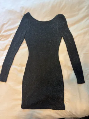Lulus Sparkly black mini dress-low cut back thumbnail 1
