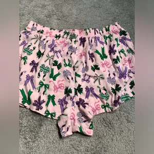 Pink Victoria’s Secret pajama lounge bow pattern Shorts large thumbnail 9