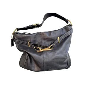 Vintage Coach Hamilton Hobo Bag Black Pebbled Leather Brass Horsebit Style 12460 thumbnail 2