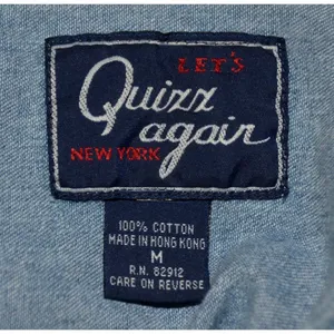 Vintage Quizz Again Cotton Denim Button Up Shirt Size M Embroidered Christmas thumbnail 8