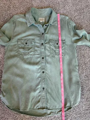 American Eagle Sage Green Lyocell Button Front Utility Shirt Medium thumbnail 4