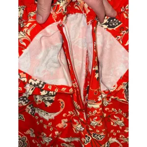 Farm Rio Anthropologie Long Sleeve Romper Red Orange Floral Cotton $228 NWT thumbnail 4