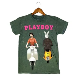 Playboy Vintage Style 1959 Cover Short Sleeve Unisex T Shirt Crew Neck S Green thumbnail 2