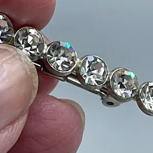 Vintage crystal bar brooch Silver thumbnail 8