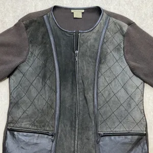 Vtg 90s Mixed Media Jacket Womens L Brown Suede Leather Escapade Boho City Girl thumbnail 4