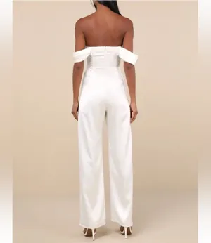 Lulus White Satin Jumpsuit thumbnail 2