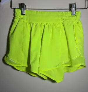 Lululemon Hotty Hot Athletic Shorts in Neon Yellow Sz 4 thumbnail 1